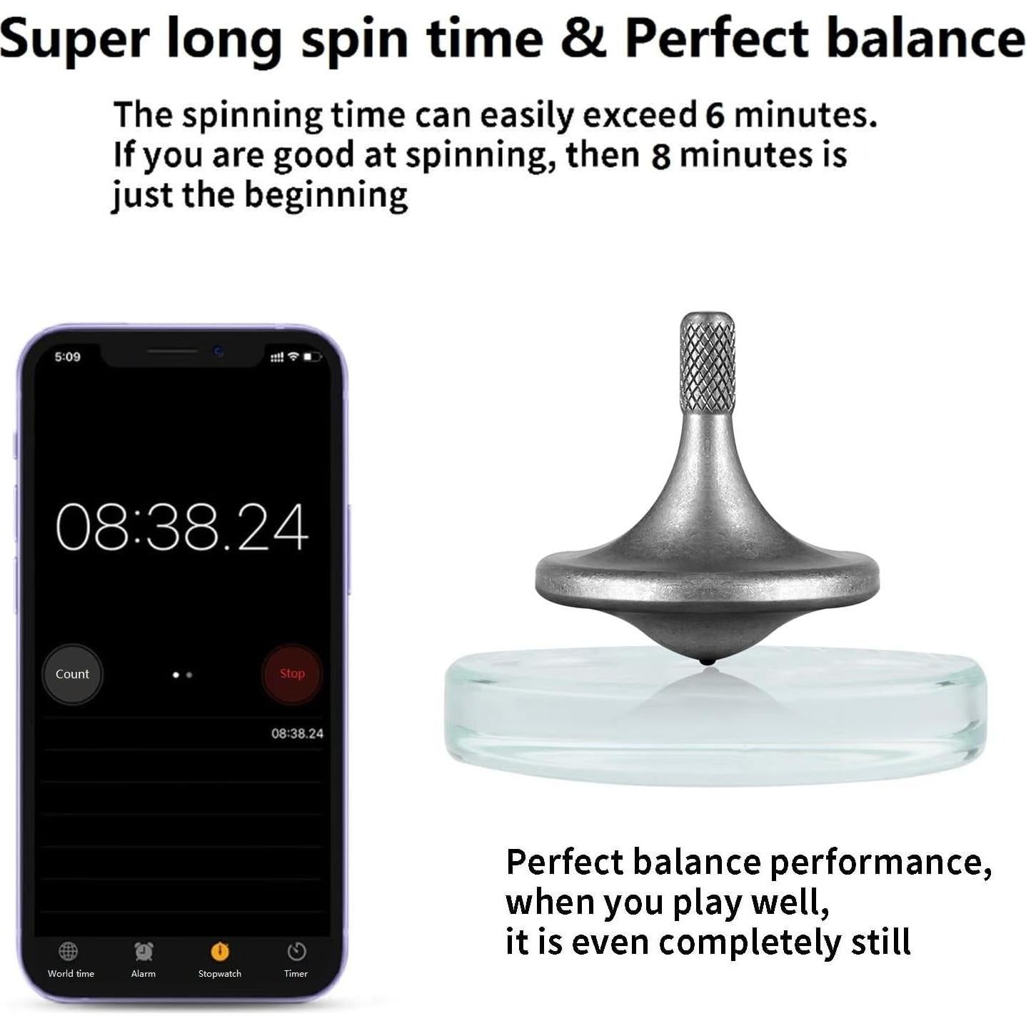 Trompo de Titanio Premium CHEETOP - Gira 10 Minutos, Antiestrés