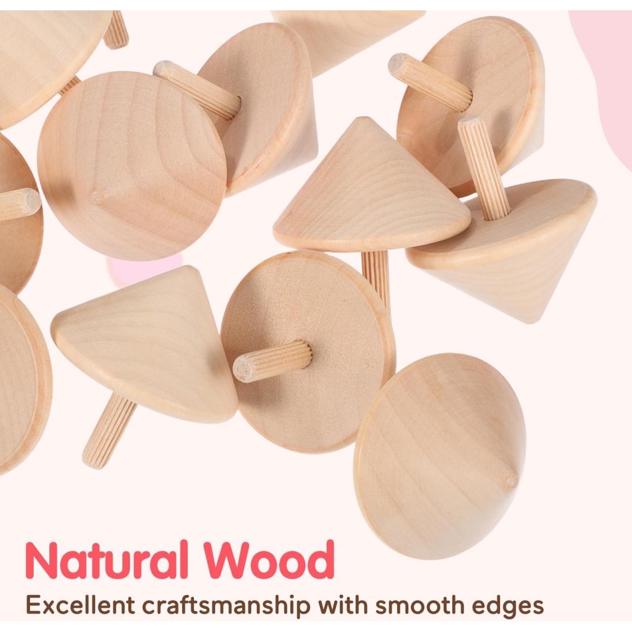 Trompos de Madera NUOBESTY 12 Pcs DIY para Niños 6x4.5cm