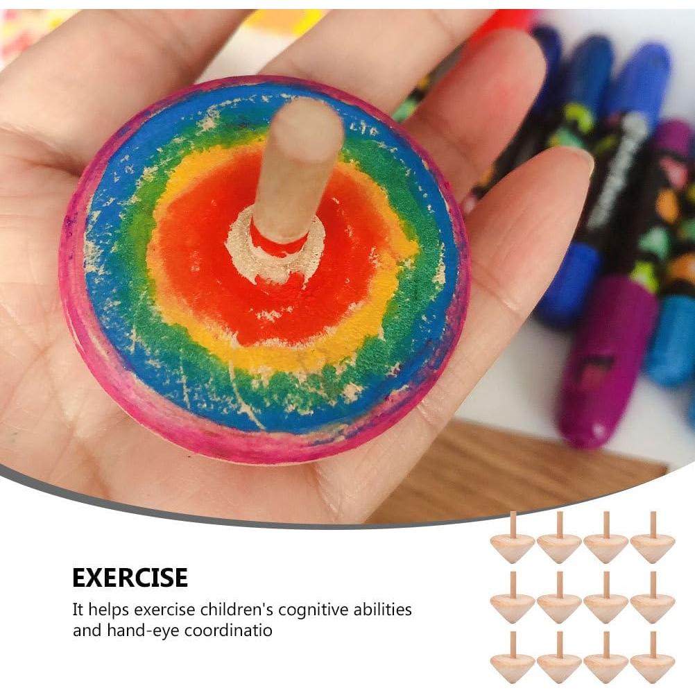 Trompos de Madera BESPORTBLE 12 Piezas para Niños - Juguetes Ecológicos