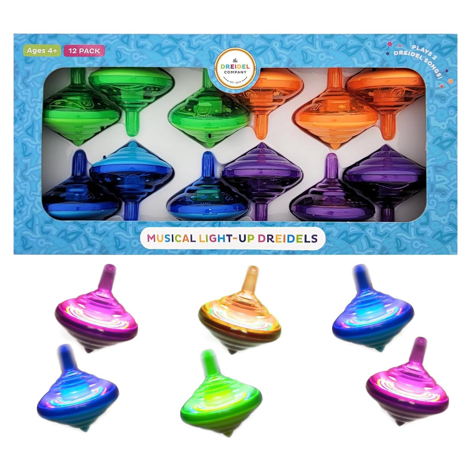 Juego de 12 Trompos Musicales Iluminados Hanukkah The Dreidel