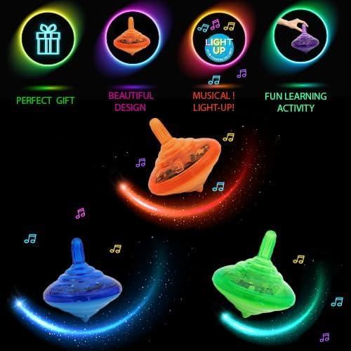 Juego de 12 Trompos Musicales Iluminados Hanukkah The Dreidel