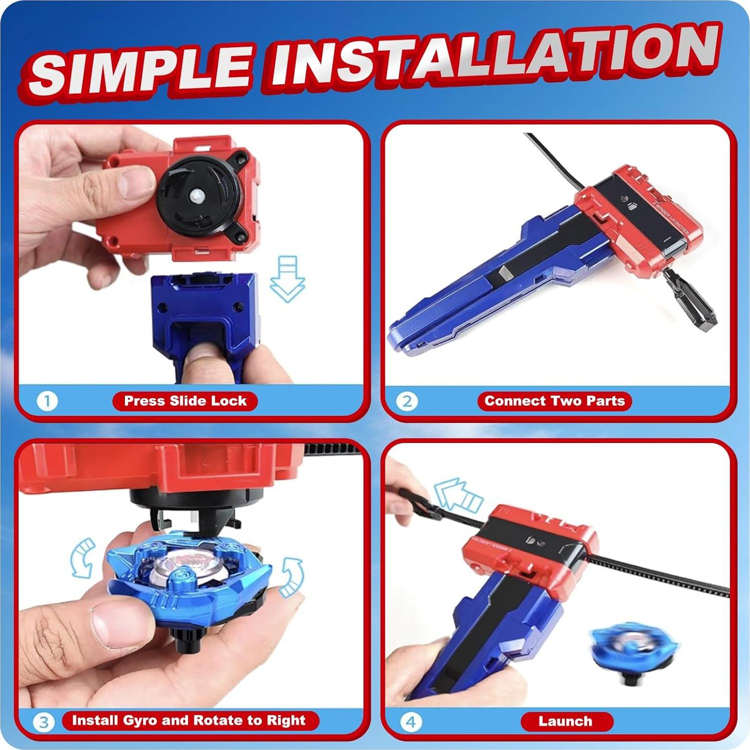 Juego de Batalla Bey Gyro Burst 12 Trompos + 2 Lanzadores