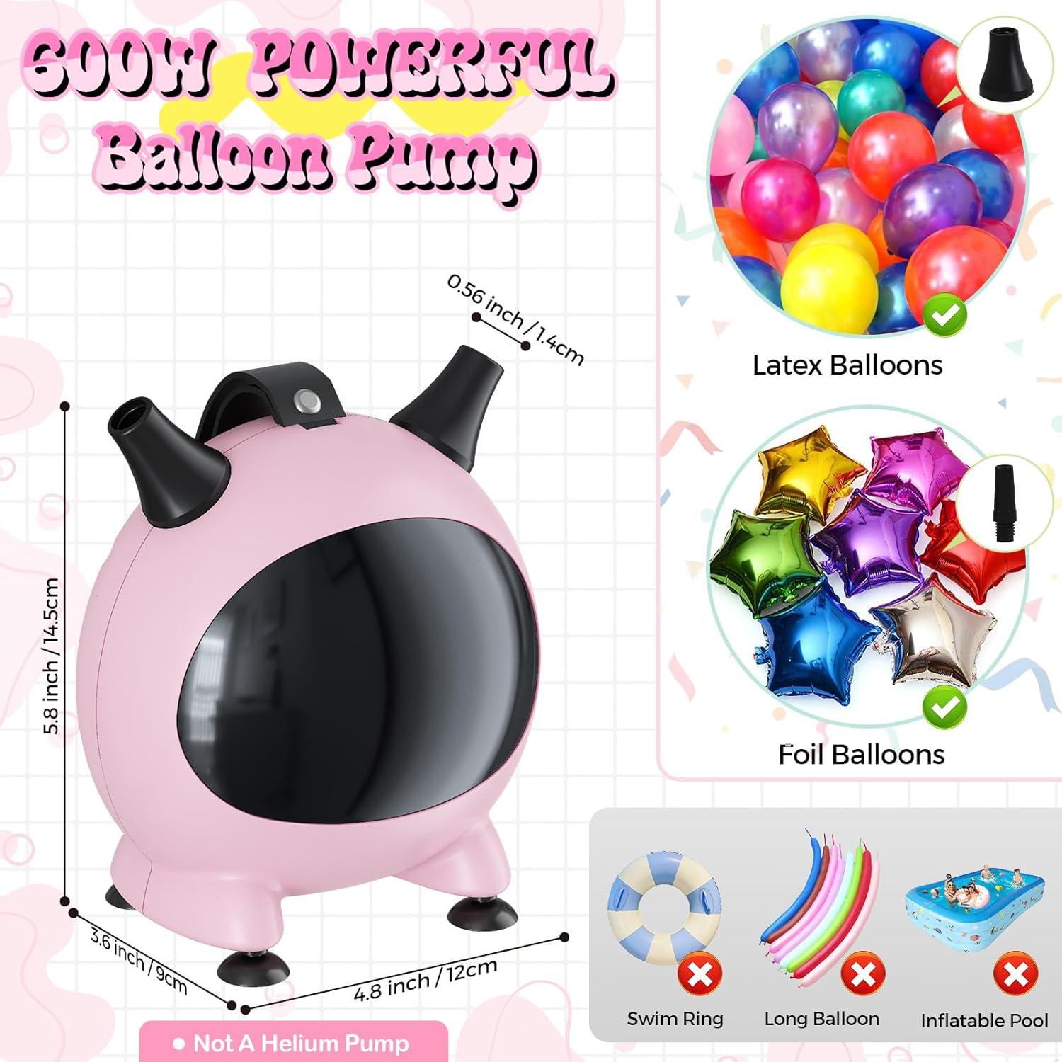 Bomba de aire eléctrica Togvu para globos 600W rosa