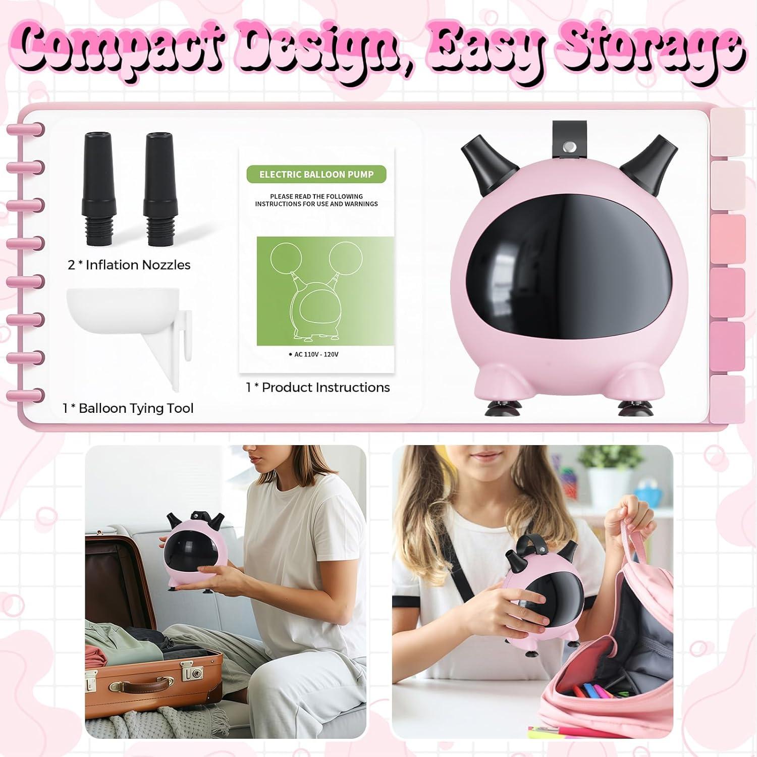 Bomba de aire eléctrica Togvu para globos 600W rosa