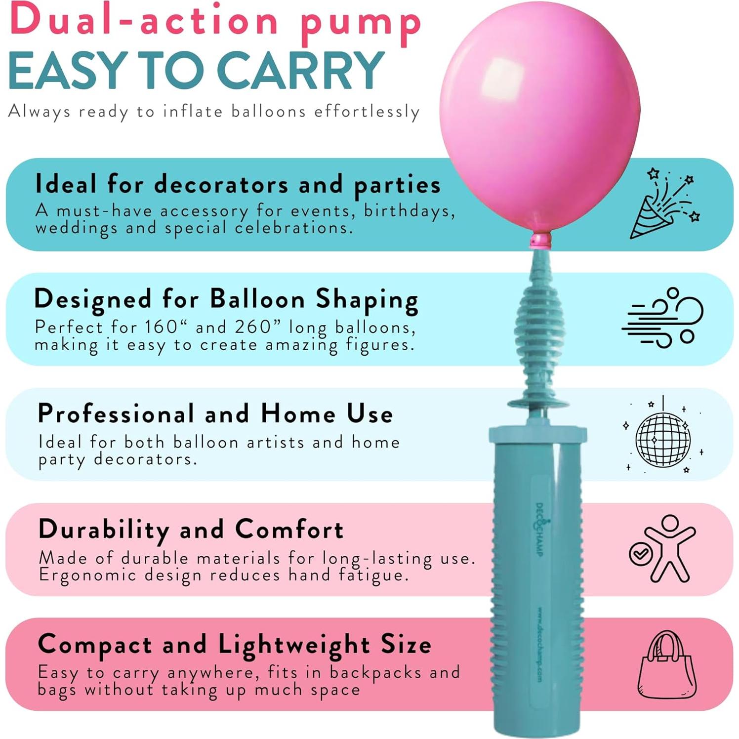 Bomba de Aire Manual DECOCHAMP DECO Pump para Globos 1 Paquete