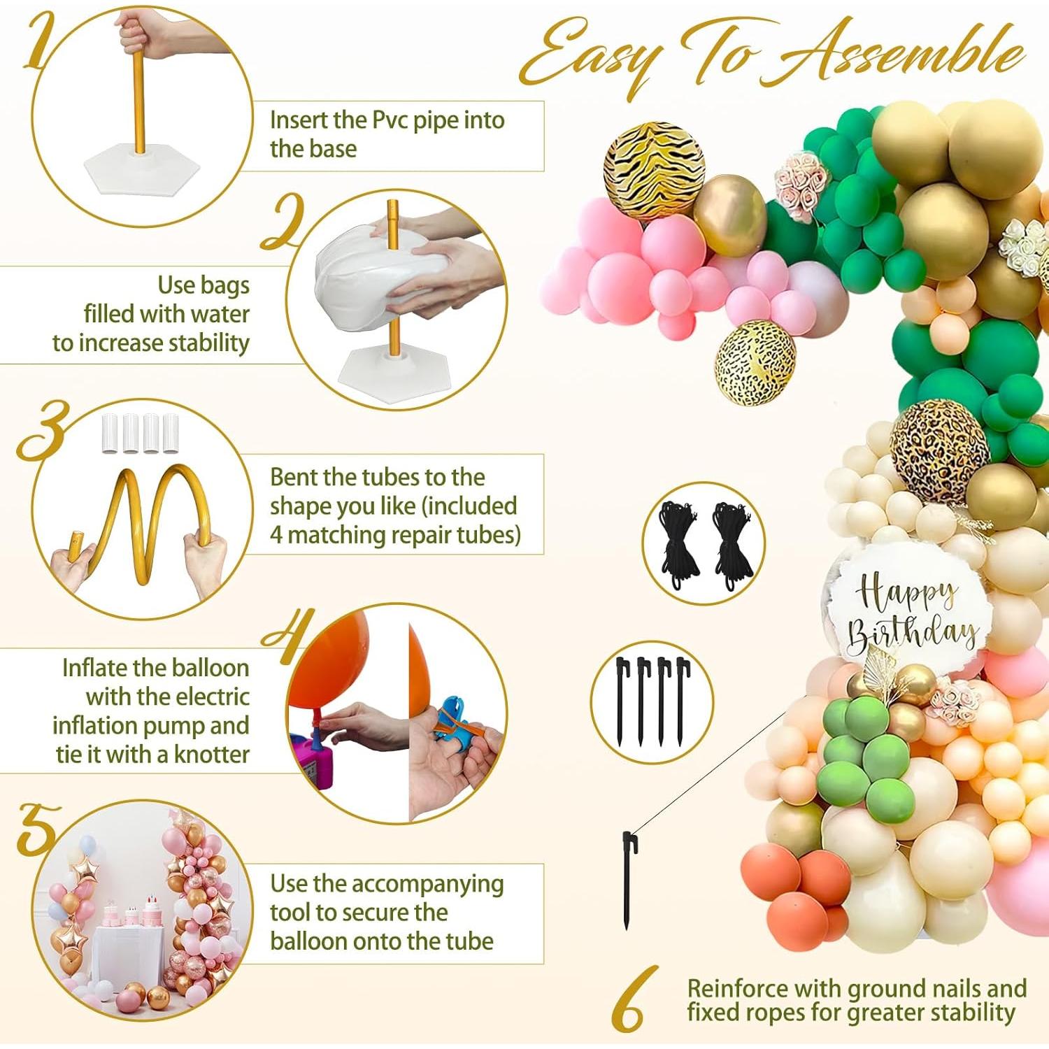 Kit de Arco de Globos OurWarm Dorado 2.5m con Bomba Eléctrica