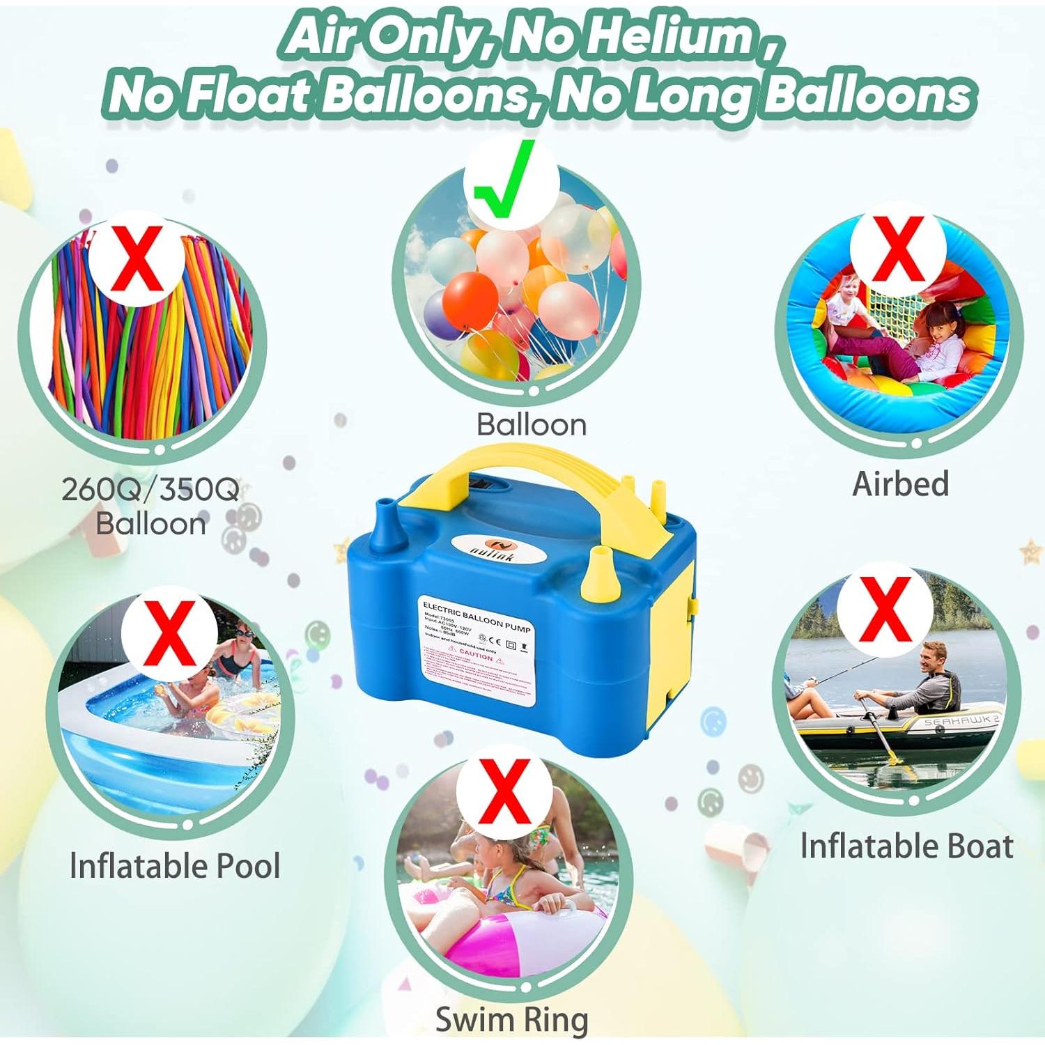 Bomba de globo eléctrica NuLink portátil con boquilla dual