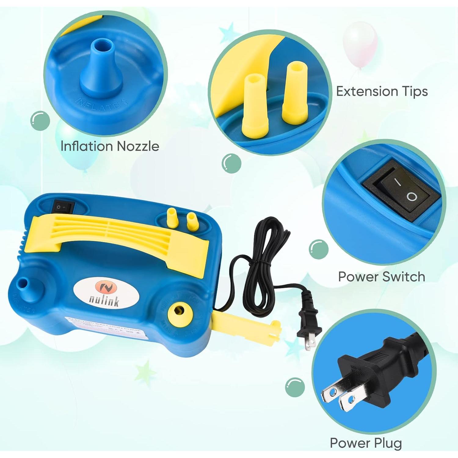 Bomba de globo eléctrica NuLink portátil con boquilla dual