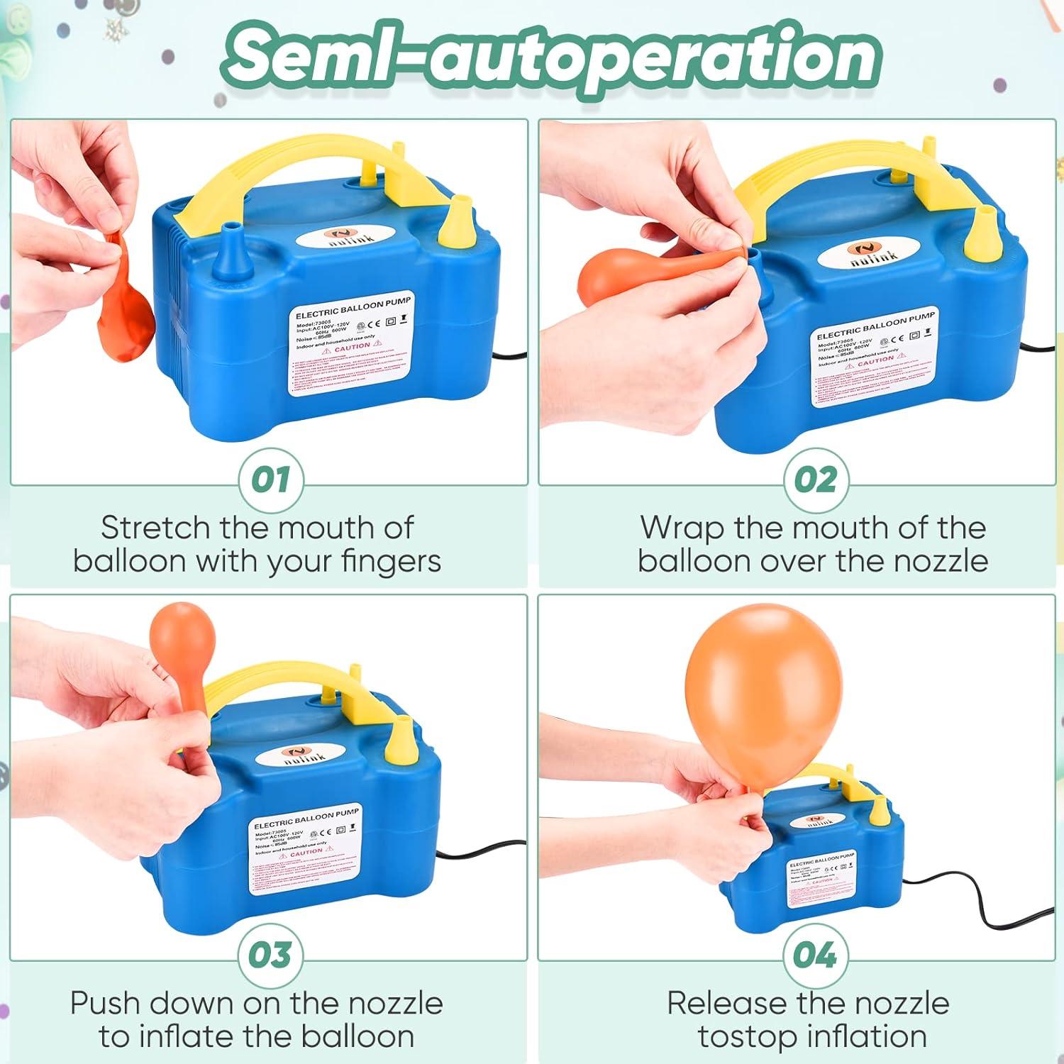 Bomba de globo eléctrica NuLink portátil con boquilla dual