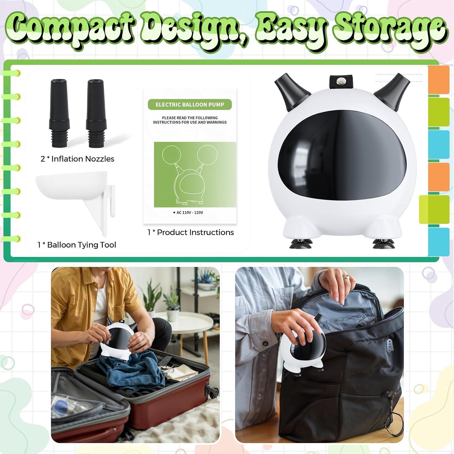 Bomba de Globo Eléctrica Togvu 600W Portátil con 2 Boquillas