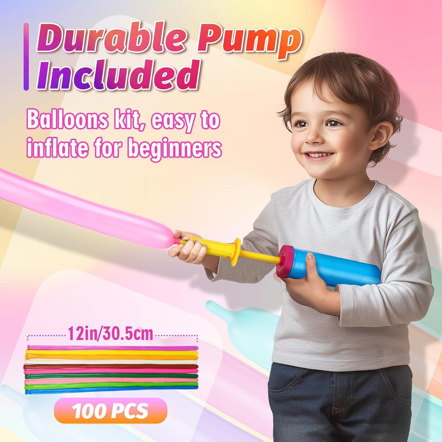 Kit de 100 Globos 260Q Arcoíris con Bomba - Apipi