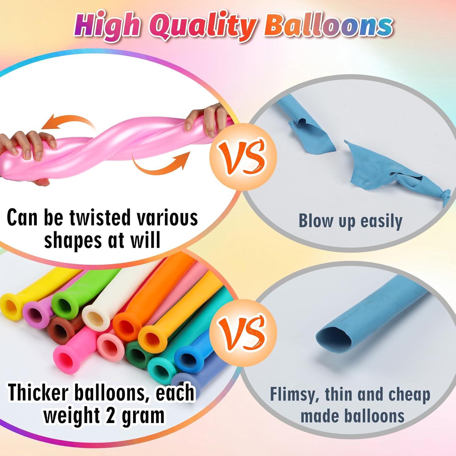 Kit de 100 Globos 260Q Arcoíris con Bomba - Apipi