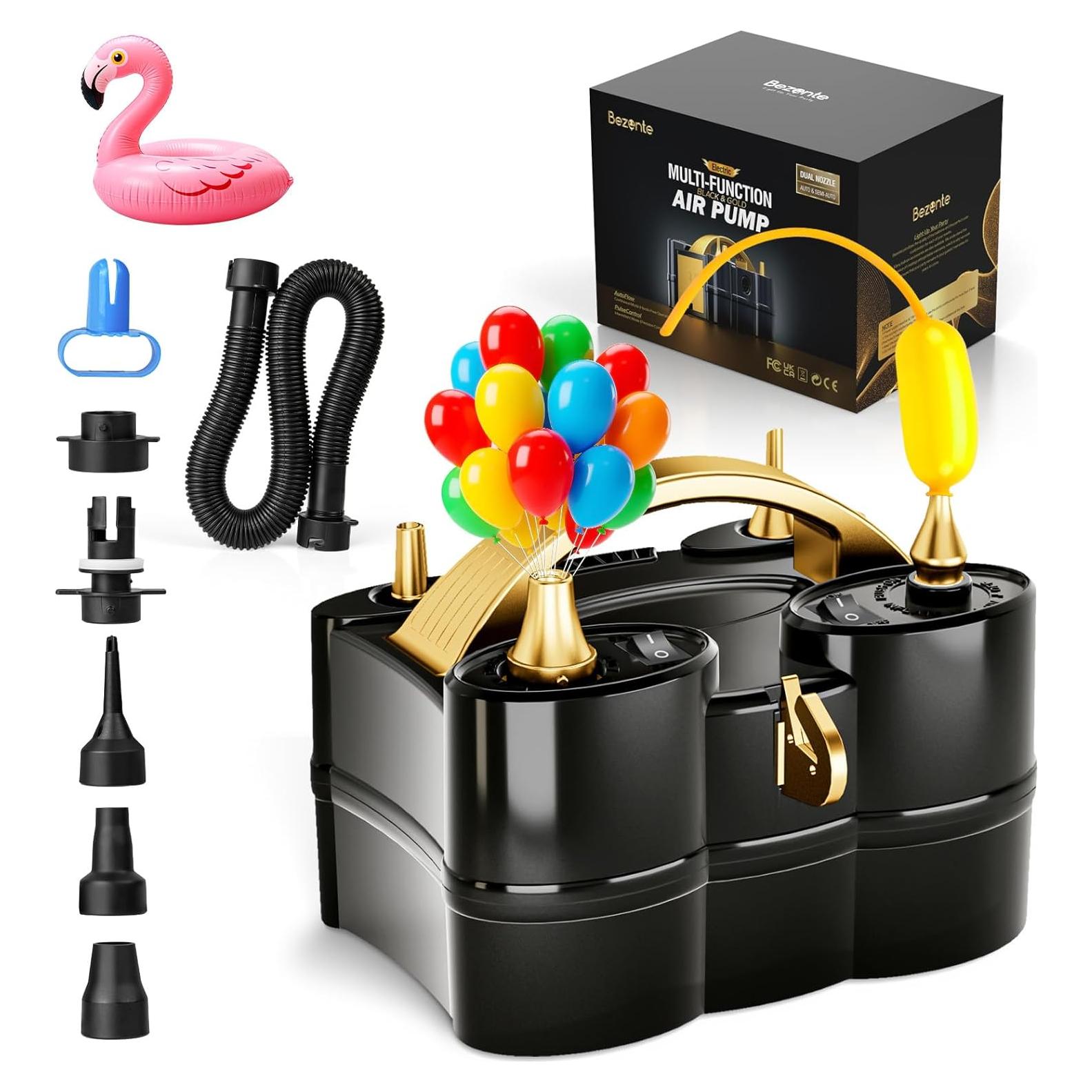 Bomba de globo eléctrica Bezente 3 en 1 portátil negro dorado