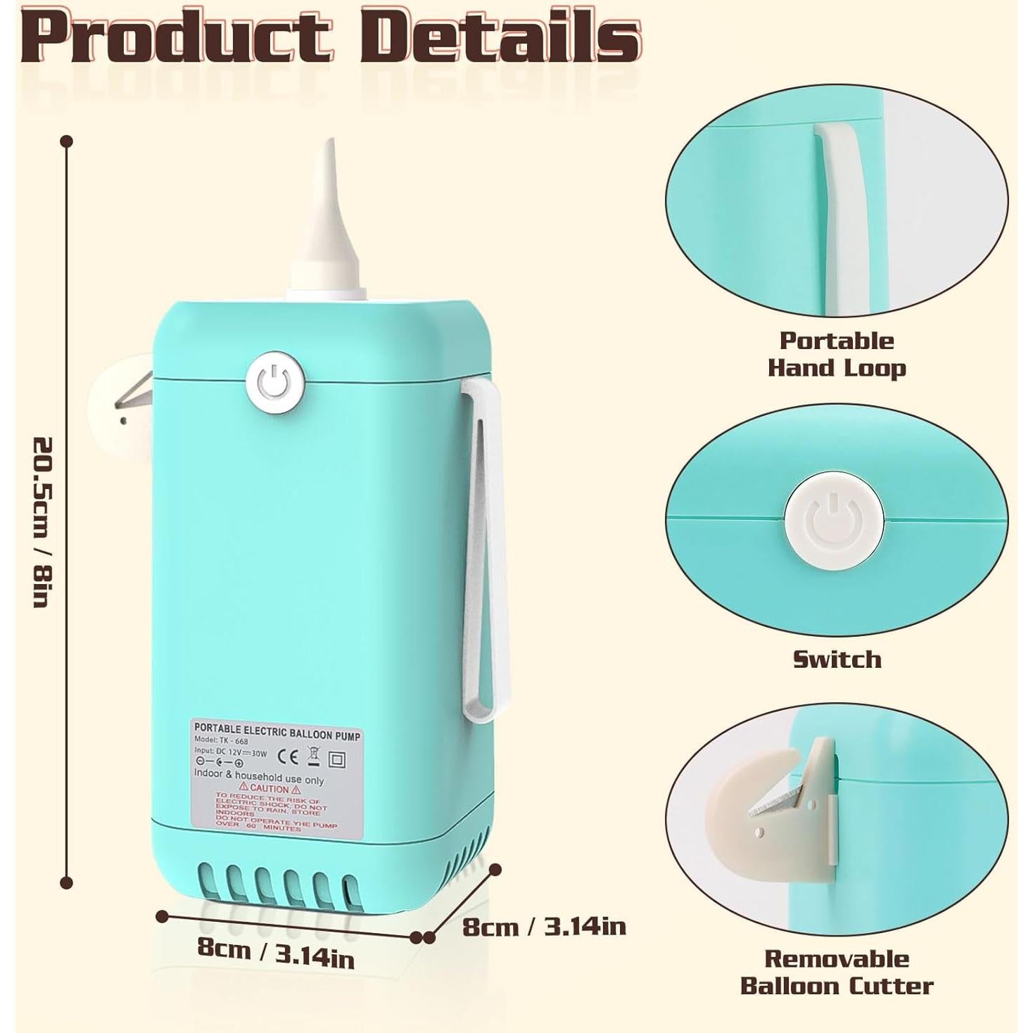 Bomba de Globo Eléctrica AXHJ 2 en 1 para Globos y Pelotas