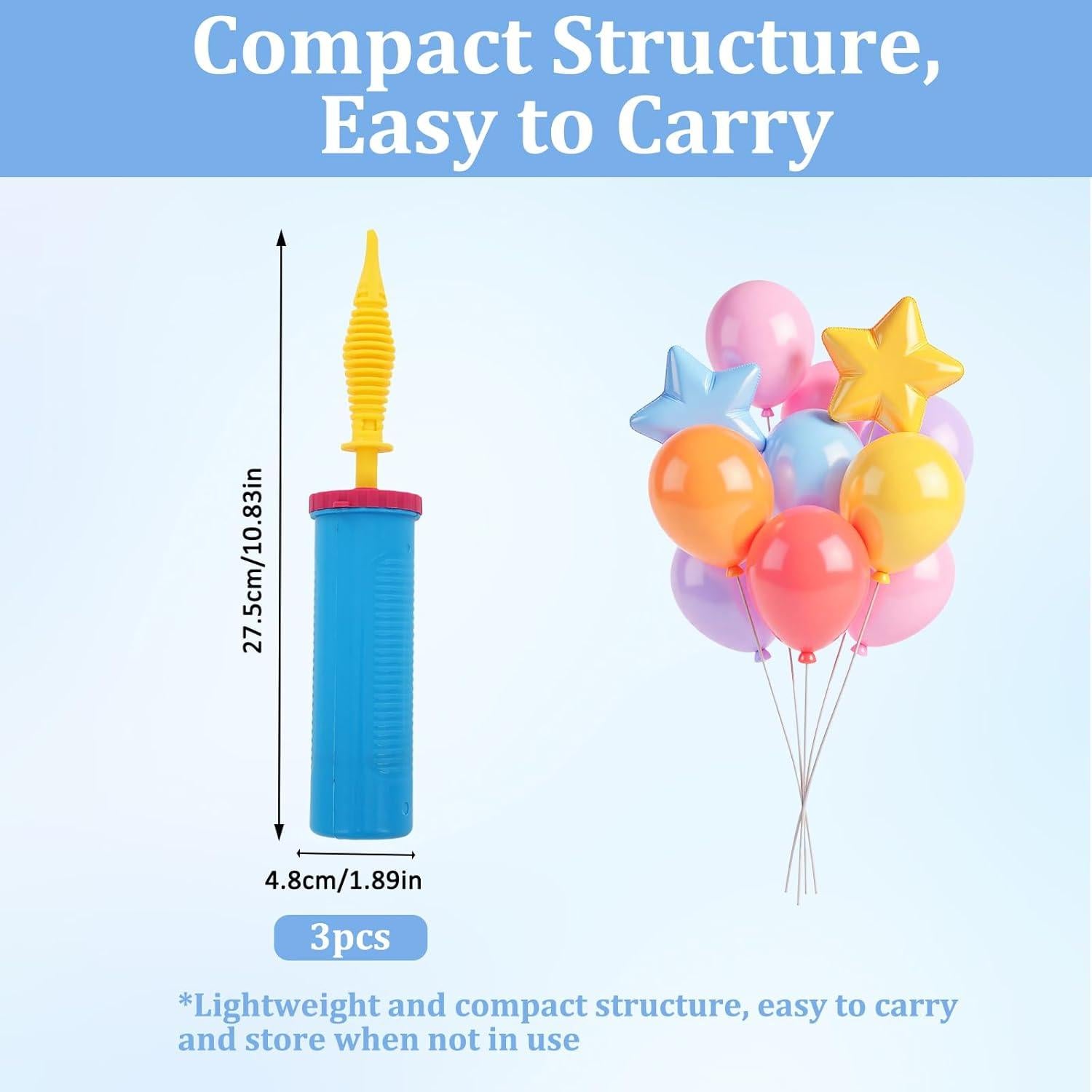 Bomba de Globo Manual Doble Acción MVVM - 3 Piezas 4.8x27.4cm