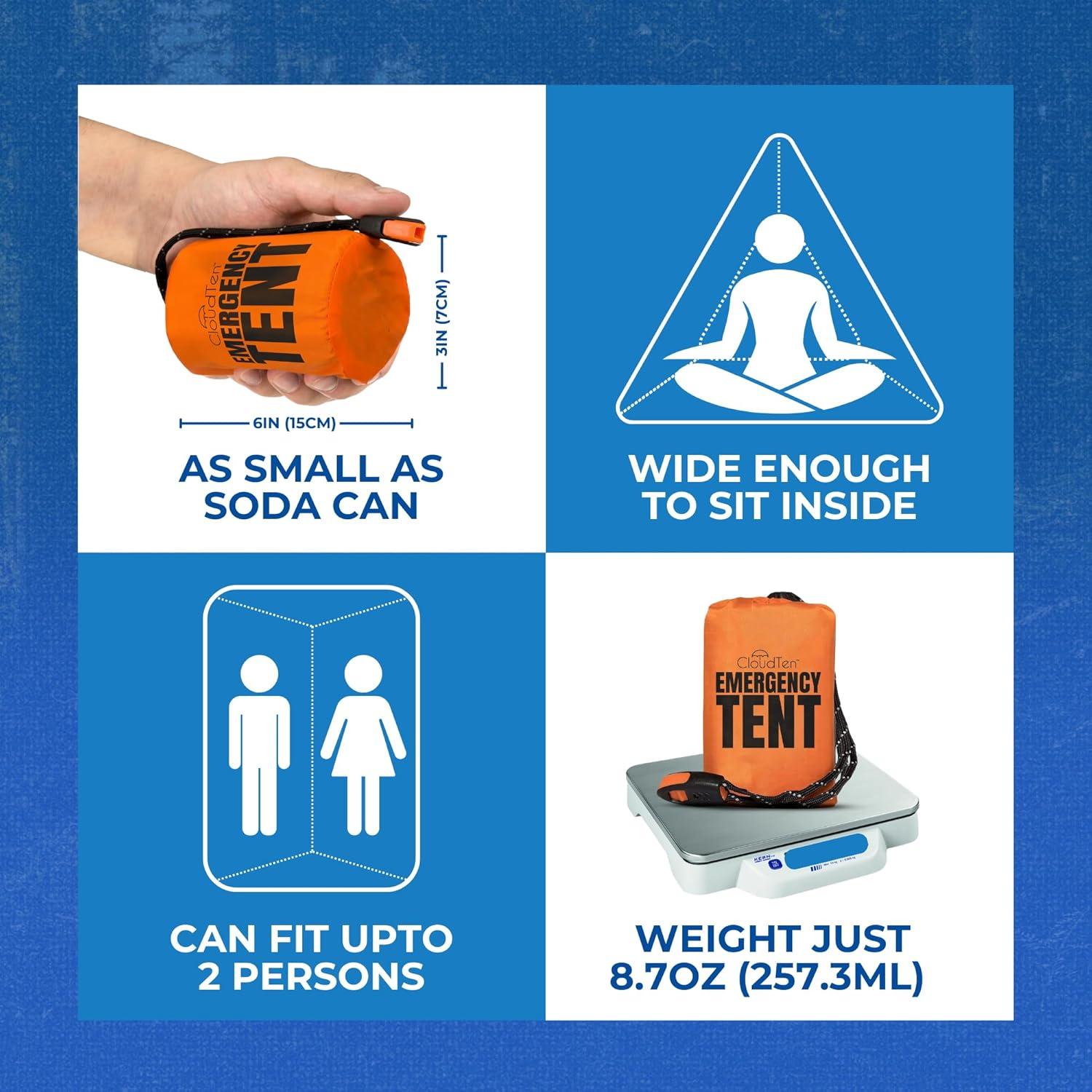 Tienda de Emergencia CloudTen para 2 Personas - Naranja