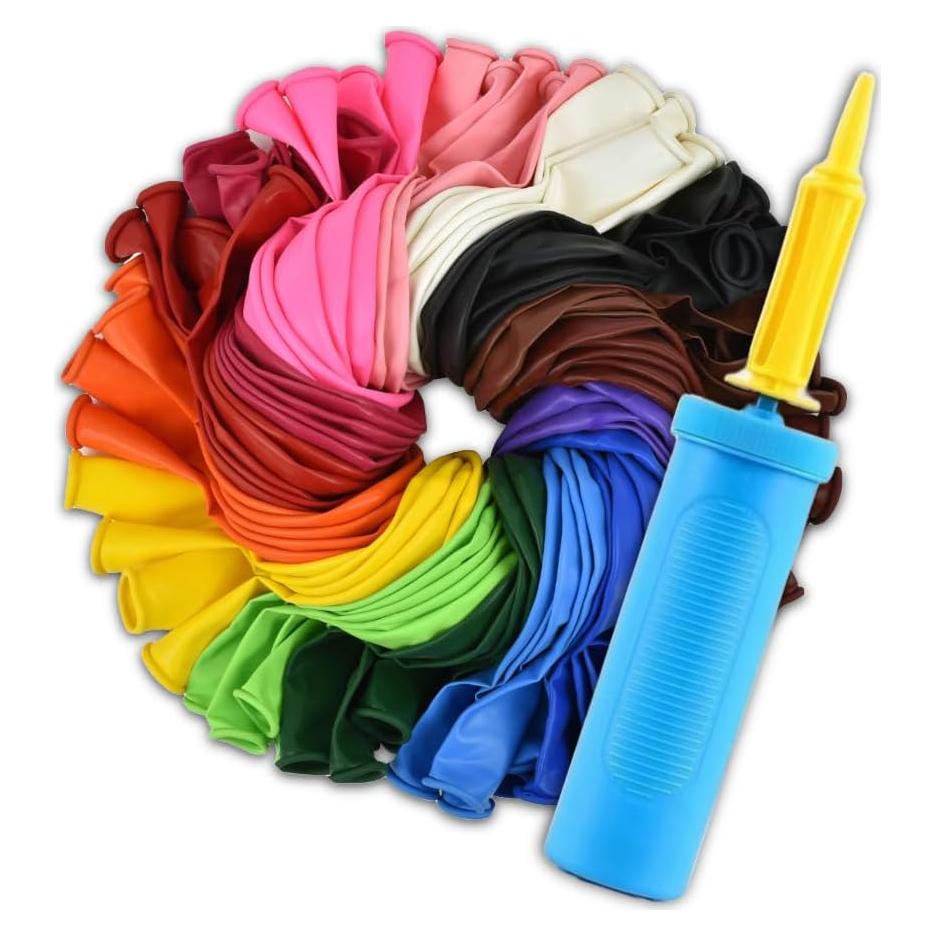 Paquete de 150 globos 12" QRabbit con bomba de mano - Colores surtidos