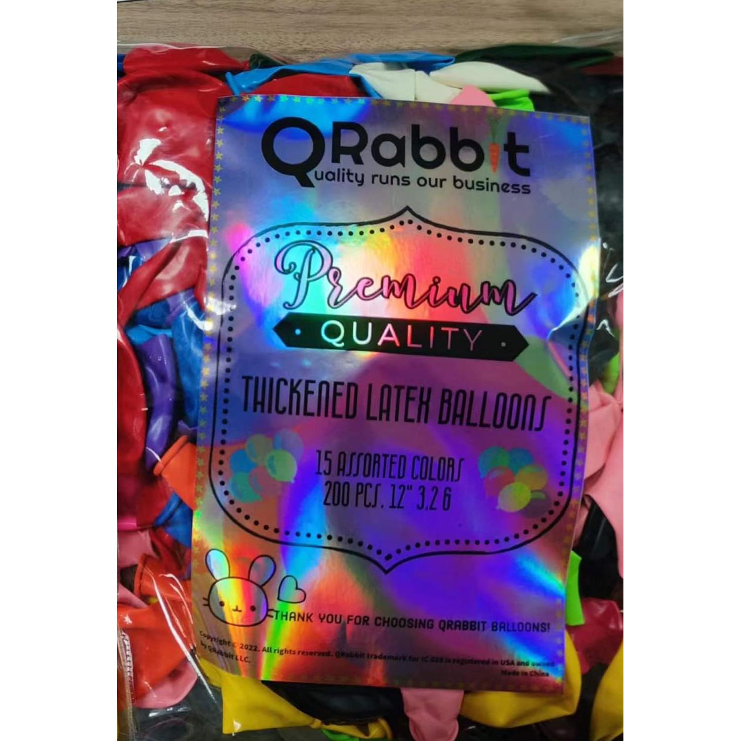Paquete de 150 globos 12" QRabbit con bomba de mano - Colores surtidos