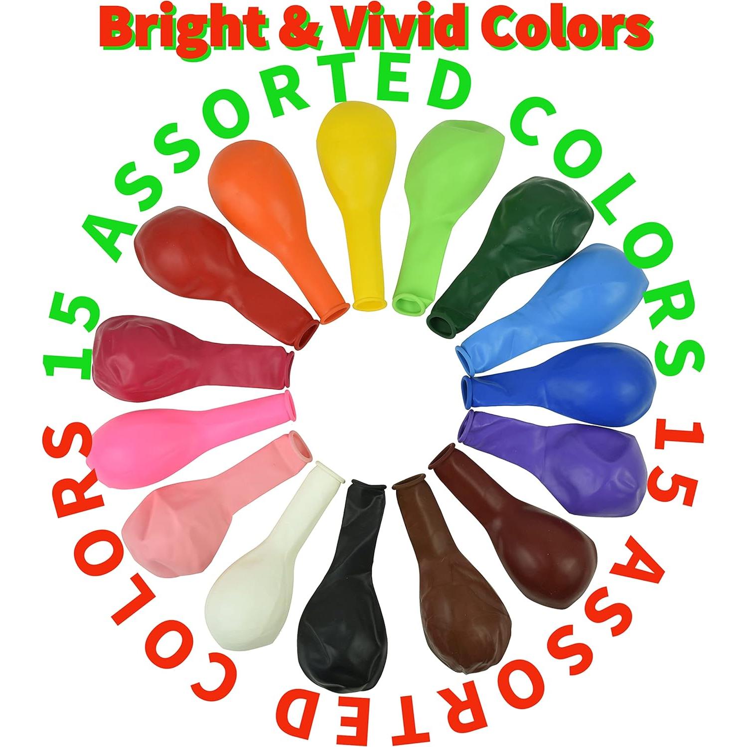 Paquete de 150 globos 12" QRabbit con bomba de mano - Colores surtidos