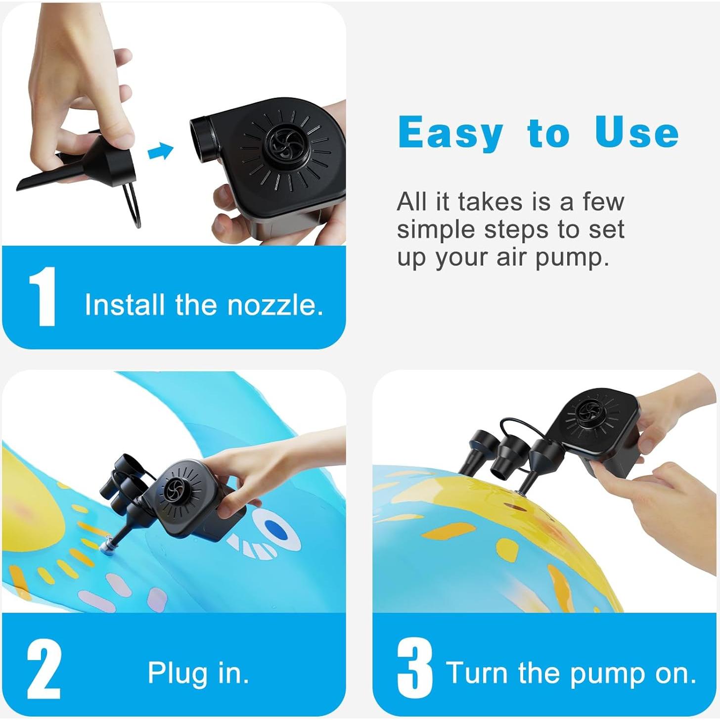 Bomba de Aire Eléctrica Motorenbau 110-120V con 3 Boquillas