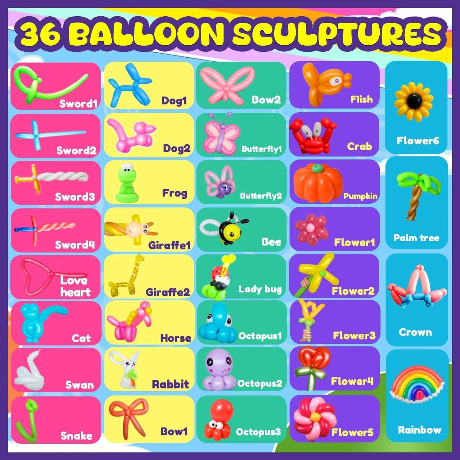 Kit de Globos de Animales 160PCS Baiyou con Bomba y Tutoriales