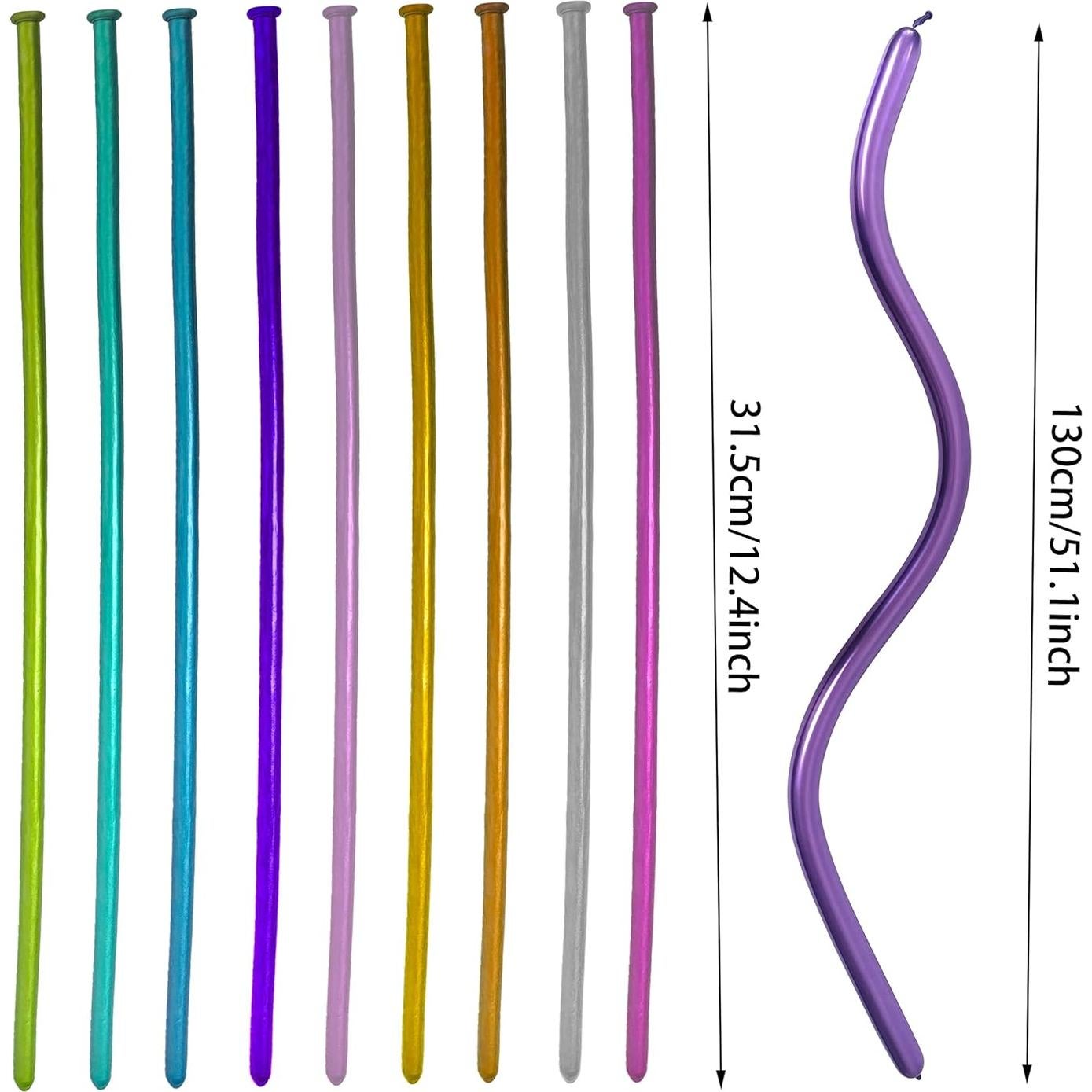 Kit de 100 globos largos metálicos 260 con bomba - LXZFCRG