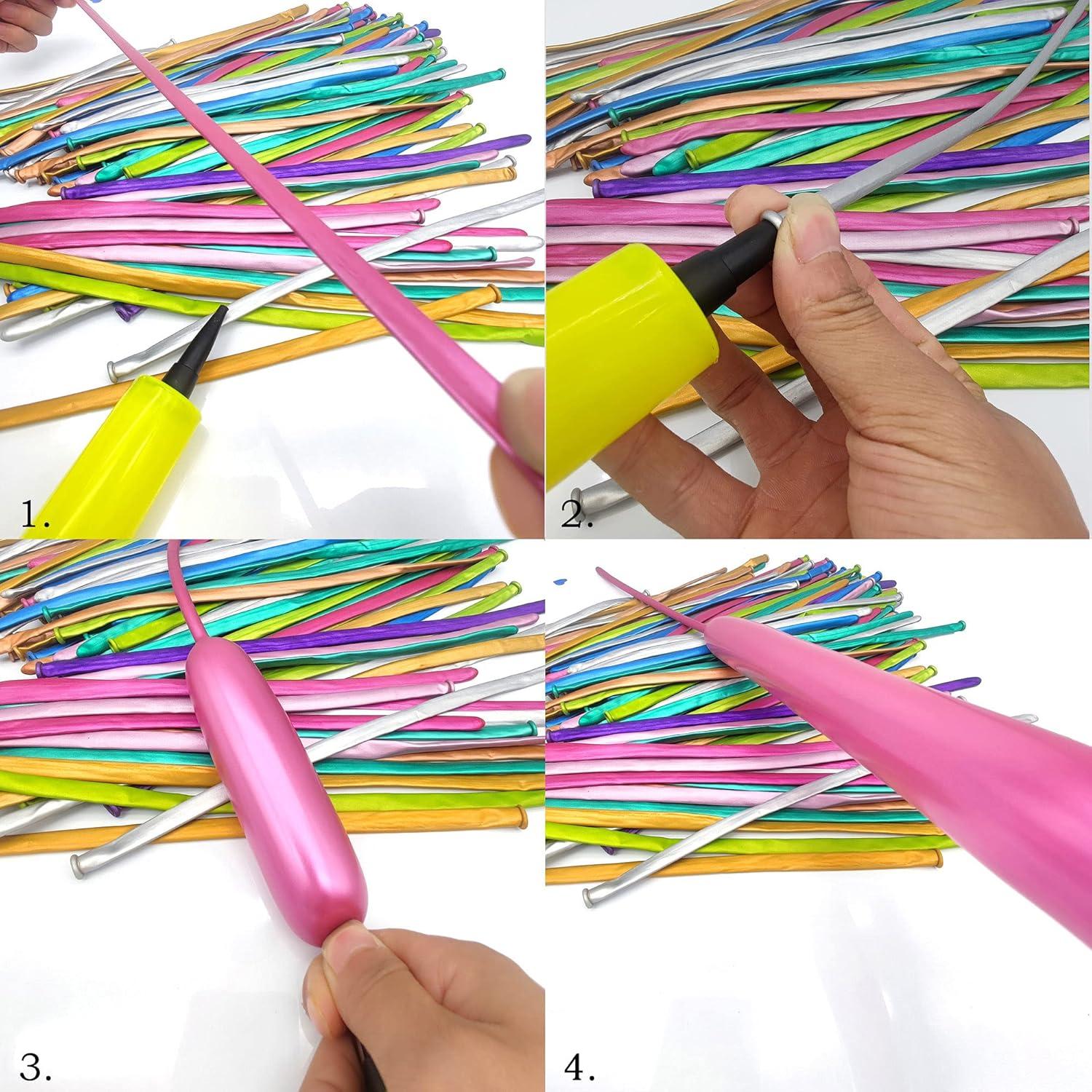 Kit de 100 globos largos metálicos 260 con bomba - LXZFCRG