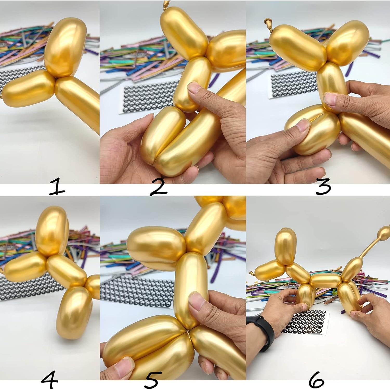 Kit de 100 globos largos metálicos 260 con bomba - LXZFCRG