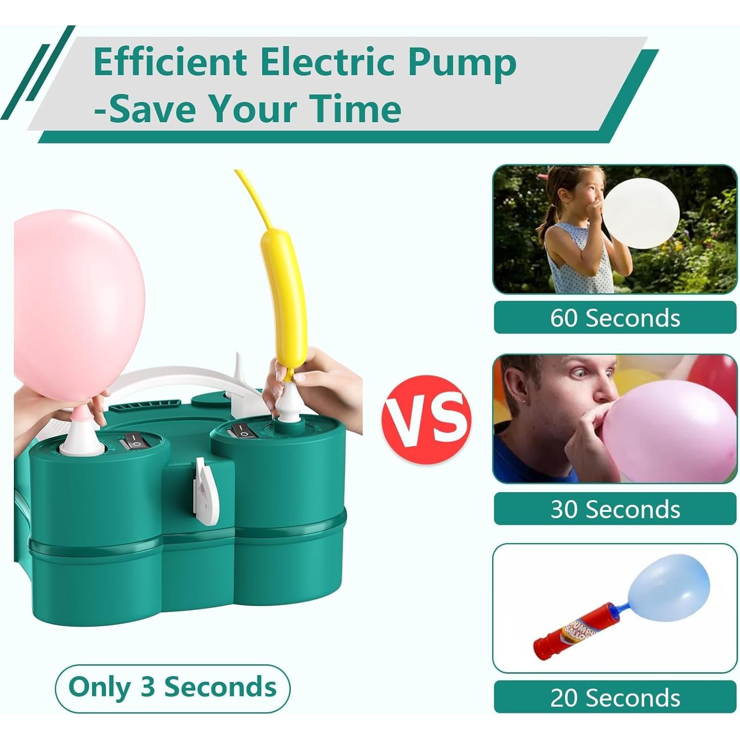 Bomba de Globo Eléctrica FunHot 3-en-1 Verde Blanco