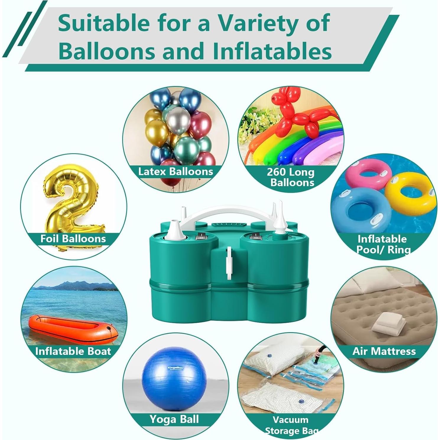 Bomba de Globo Eléctrica FunHot 3-en-1 Verde Blanco