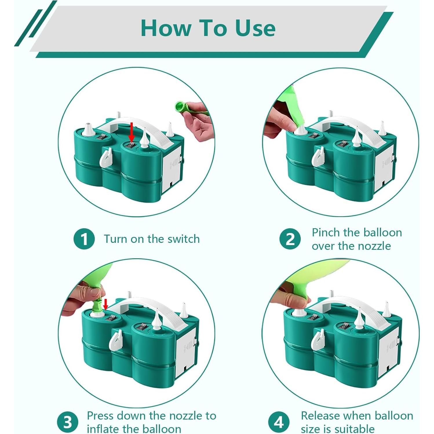 Bomba de Globo Eléctrica FunHot 3-en-1 Verde Blanco