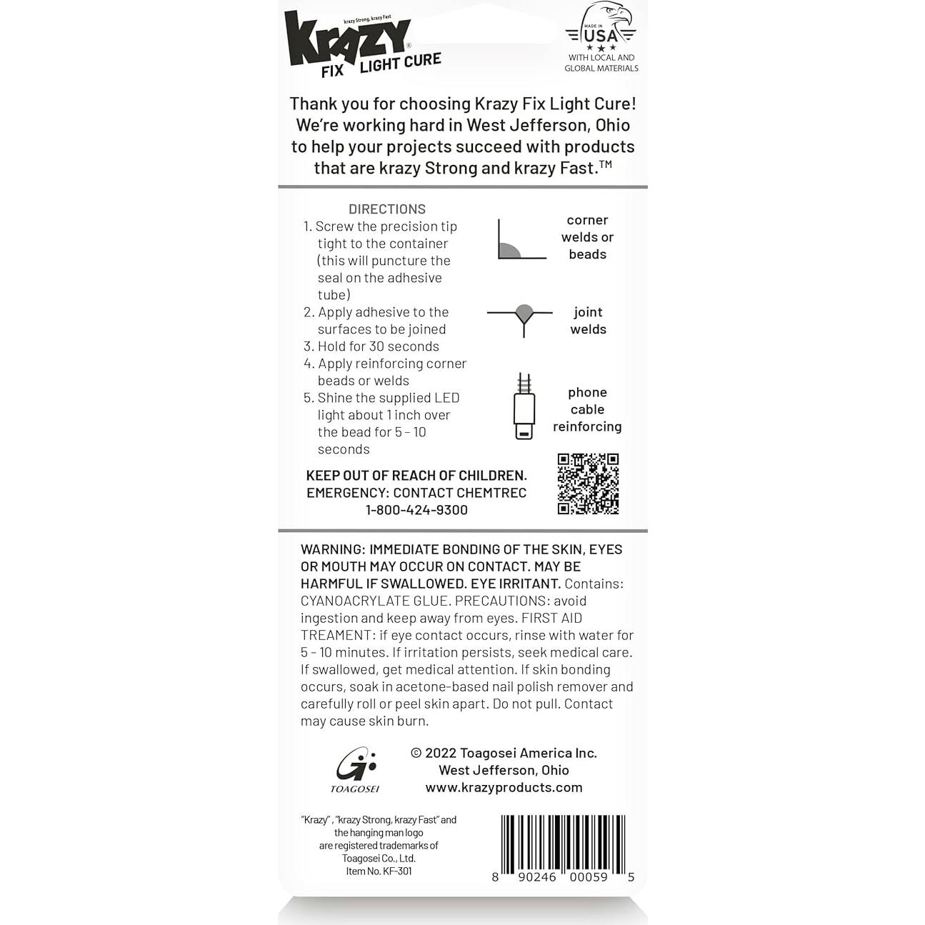 Krazy Fix Pegamento Curativo con Luz LED 4g - Secado Rápido