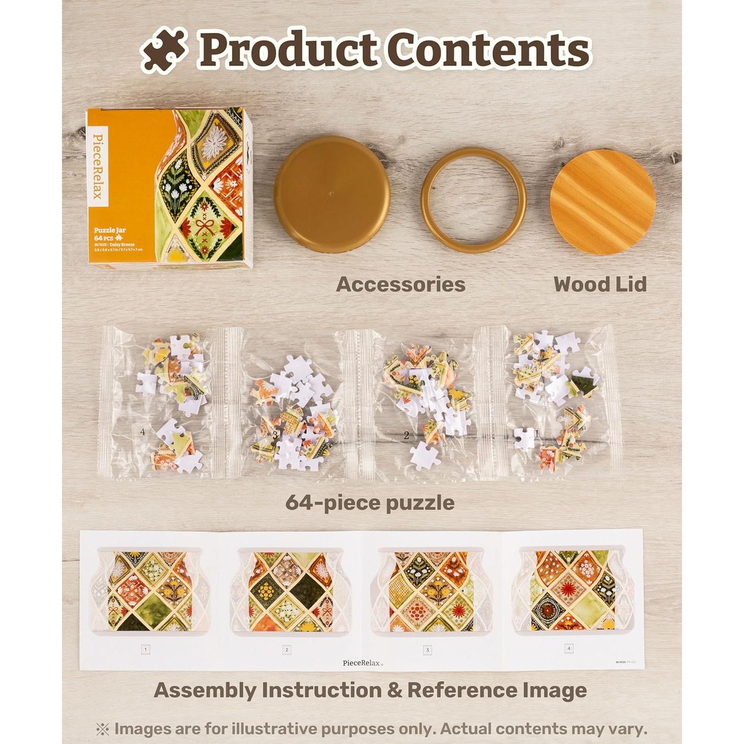 Tarro de Rompecabezas 3D PieceRelax 64 Piezas Daisy Breeze