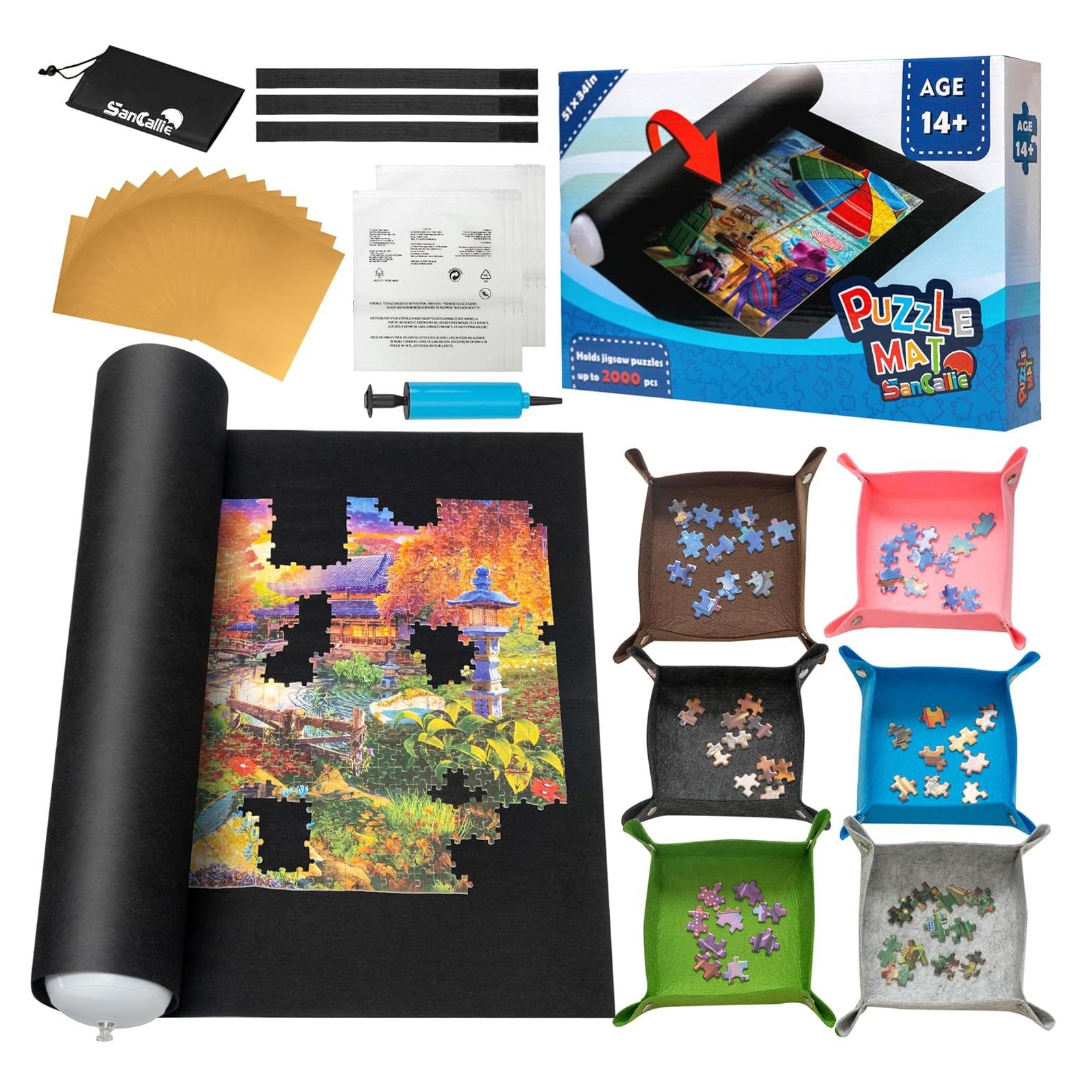 Mat de Rompecabezas Sancallie 130x86 cm con 15 Etiquetas y 6 Bandejas