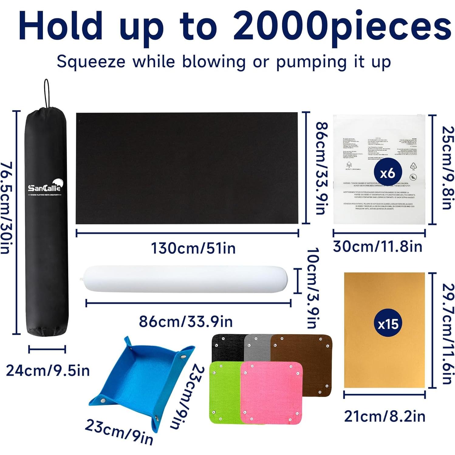 Mat de Rompecabezas Sancallie 130x86 cm con 15 Etiquetas y 6 Bandejas