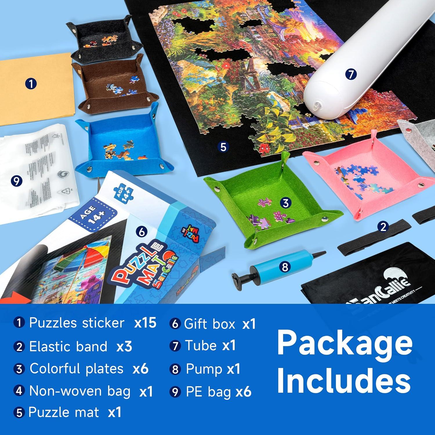 Mat de Rompecabezas Sancallie 130x86 cm con 15 Etiquetas y 6 Bandejas