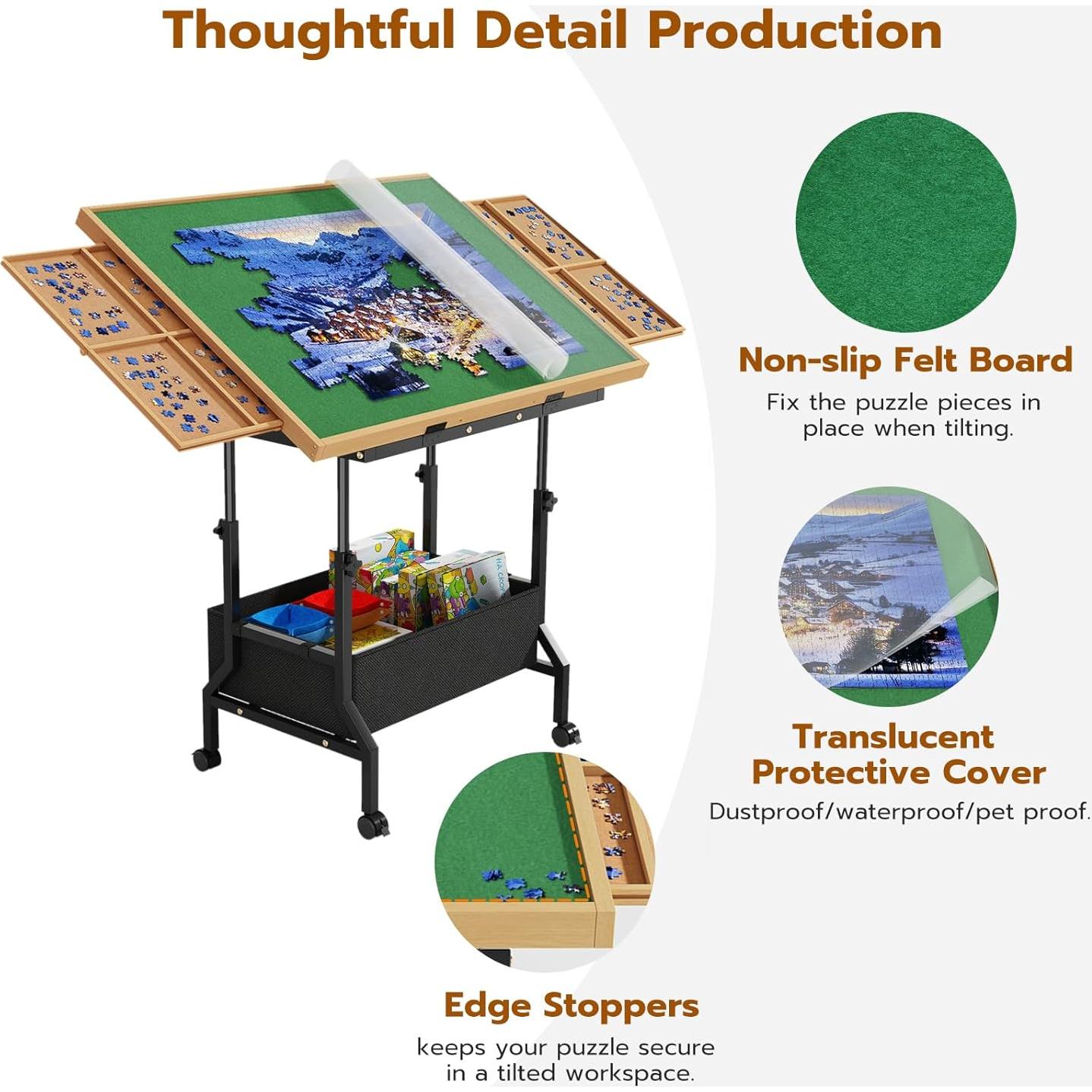 Mesa de Rompecabezas Ajustable UPVERCY con 2 Cajones 1500 Piezas