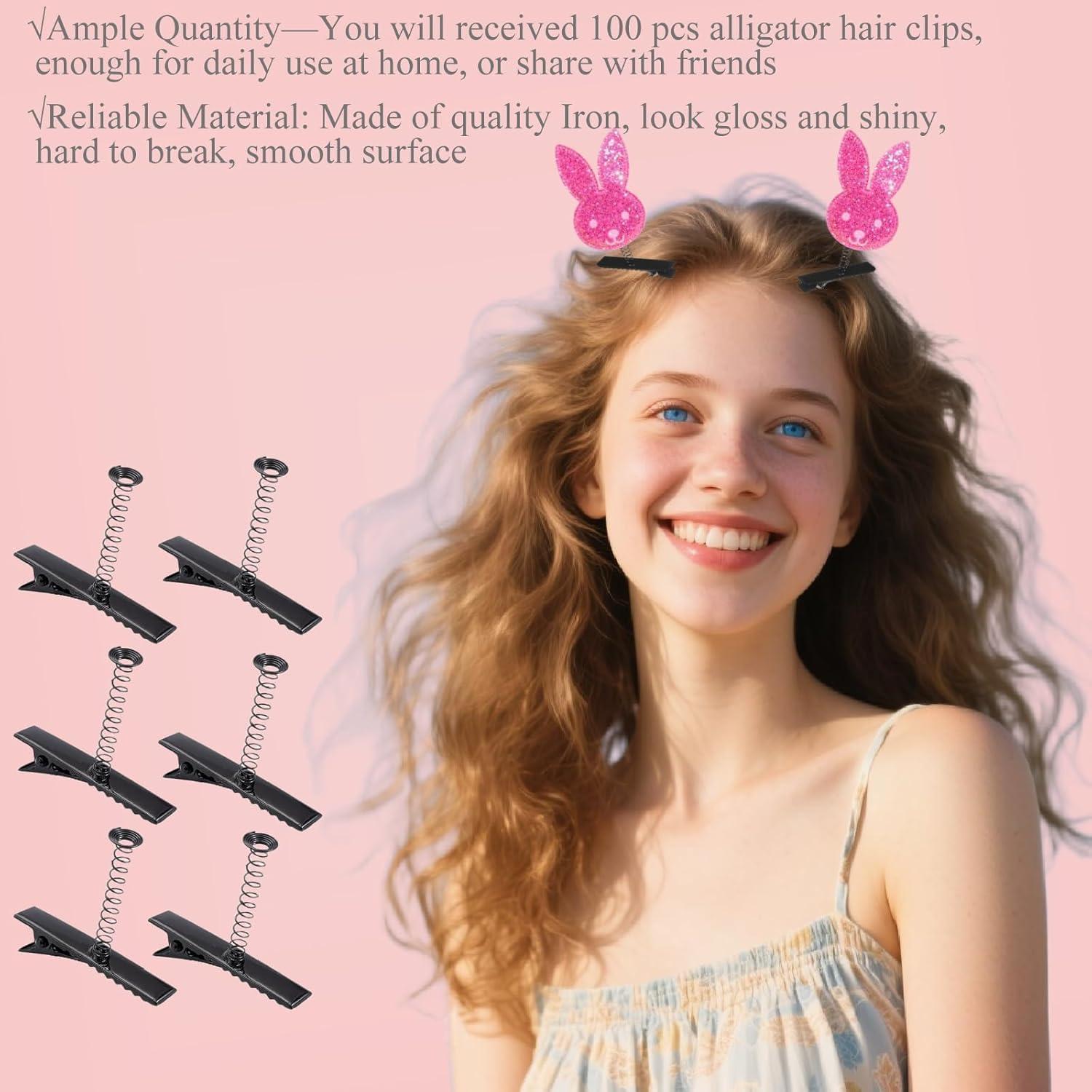 100 Clips de Cabello de Metal Hoceium con Resorte - Pato DIY