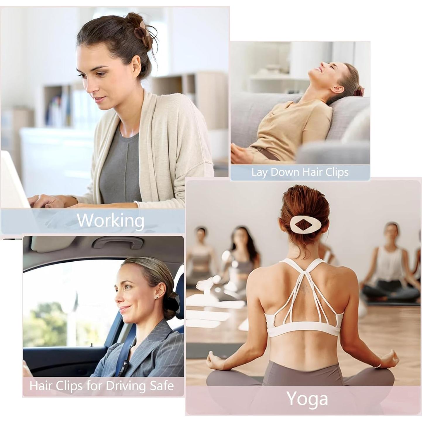 Paquete de 6 Clips de Pelo Planos Antideslizantes - Neutros