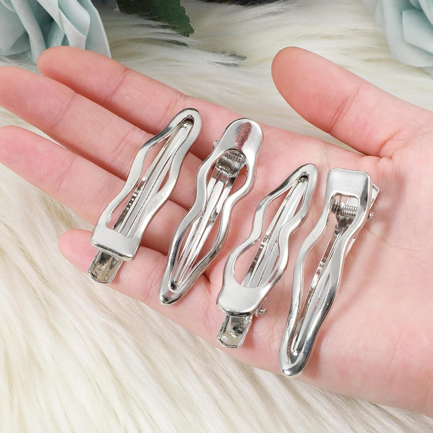 6 Clips de Pelo de Metal Plateado Josojoou - Pinzas en Onda