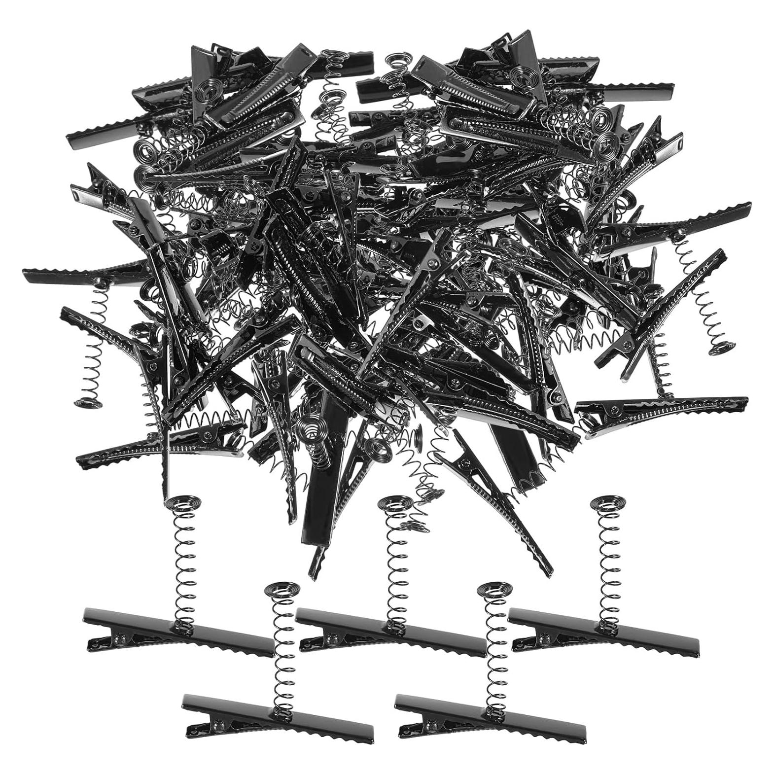 50 Clips de Pelo de Metal Negro Bremorou para DIY 4x3.4cm