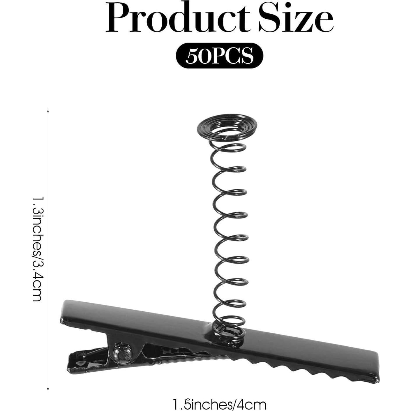 50 Clips de Pelo de Metal Negro Bremorou para DIY 4x3.4cm