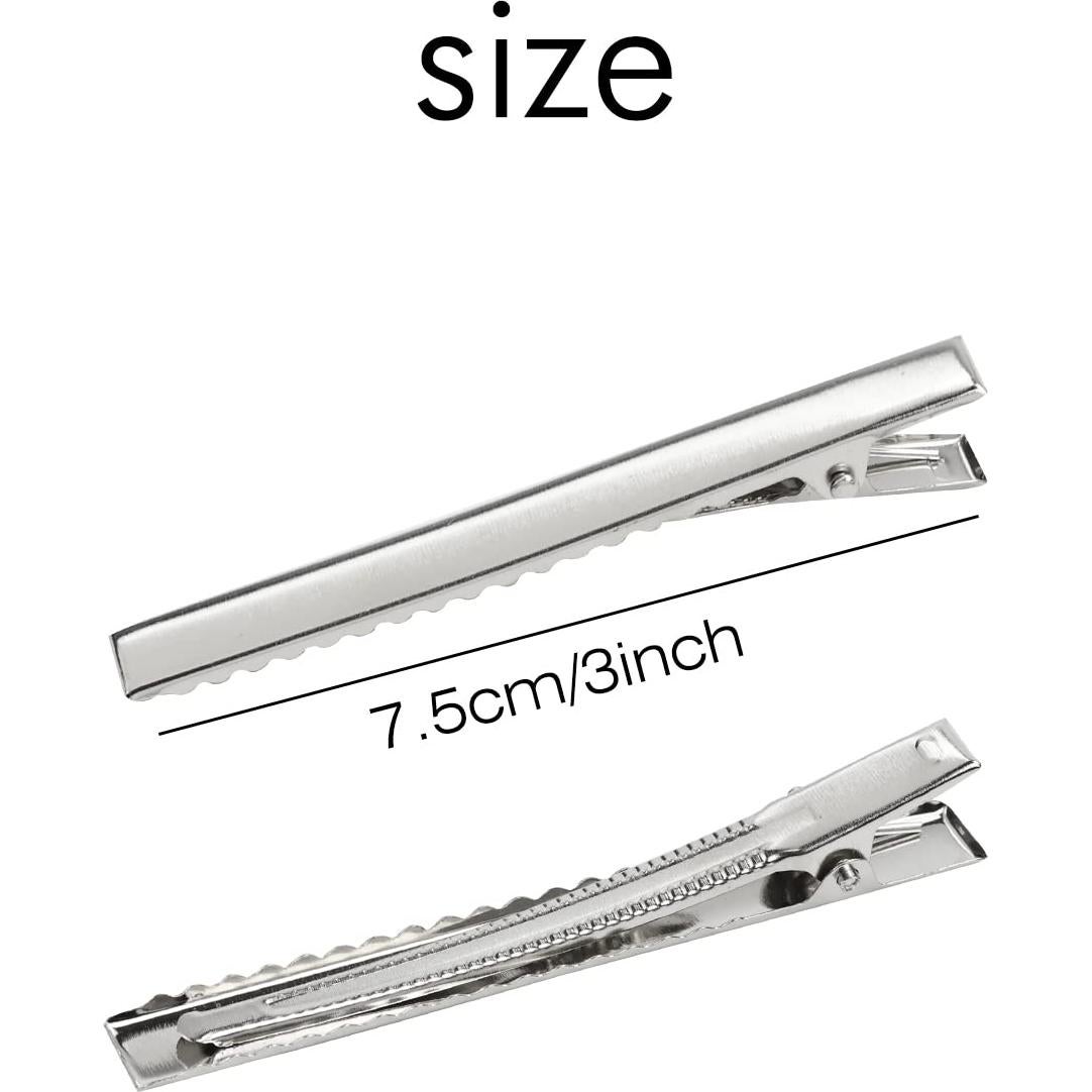 Clips de Pelo Metálicos Cocodrilo Lawie 75mm Plata - Paquete 100