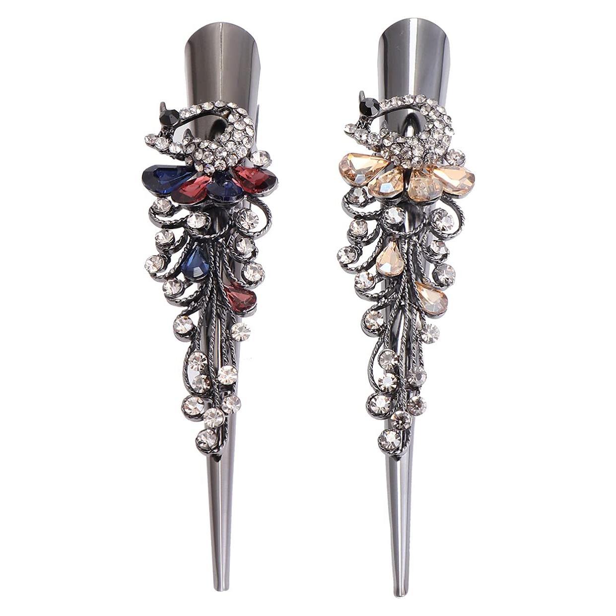 Pinzas para el cabello Lurrose de metal con rhinestones 2PC