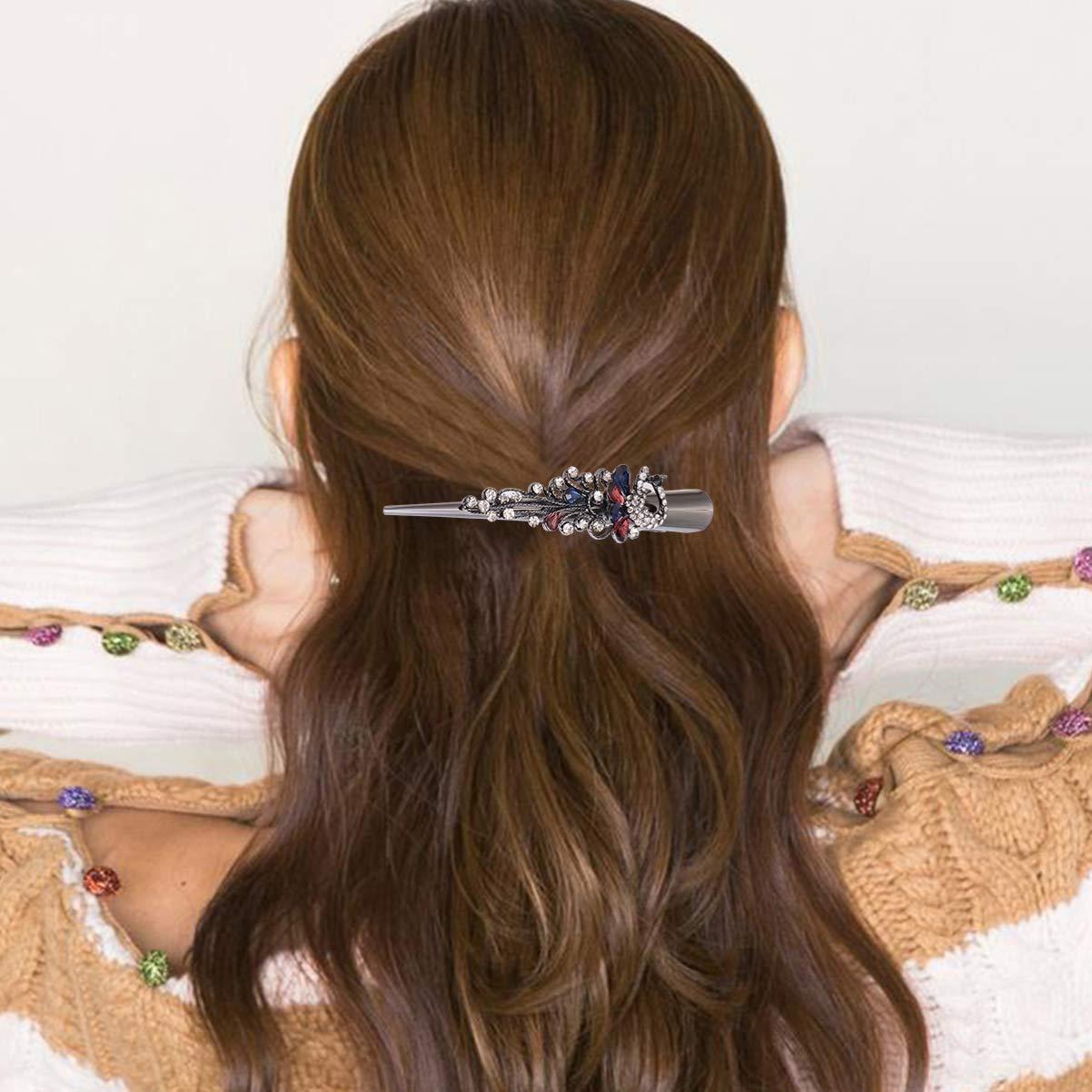 Pinzas para el cabello Lurrose de metal con rhinestones 2PC