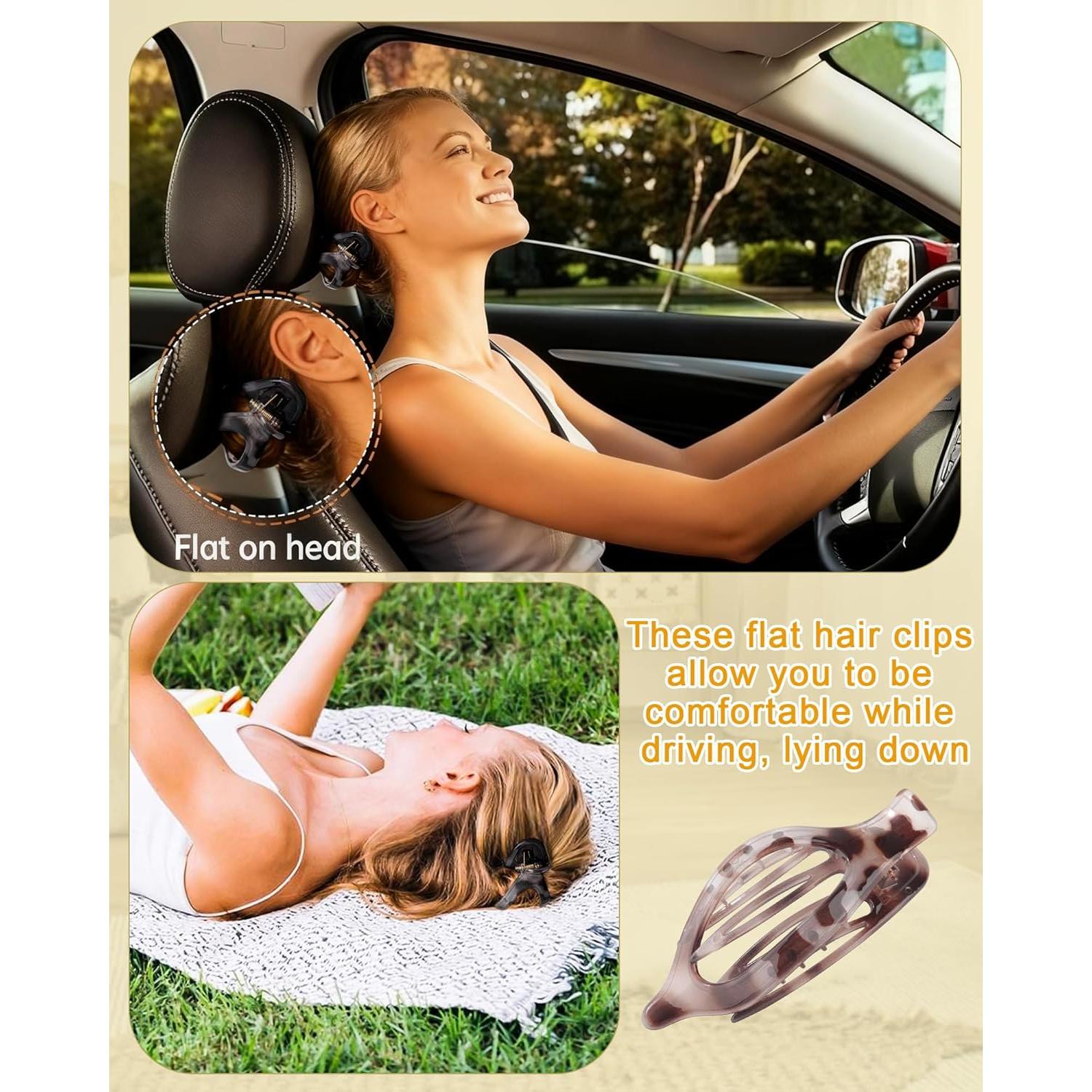 6 Clips de Pelo Franceses Planos Leopardo - Fuerte Sujeción