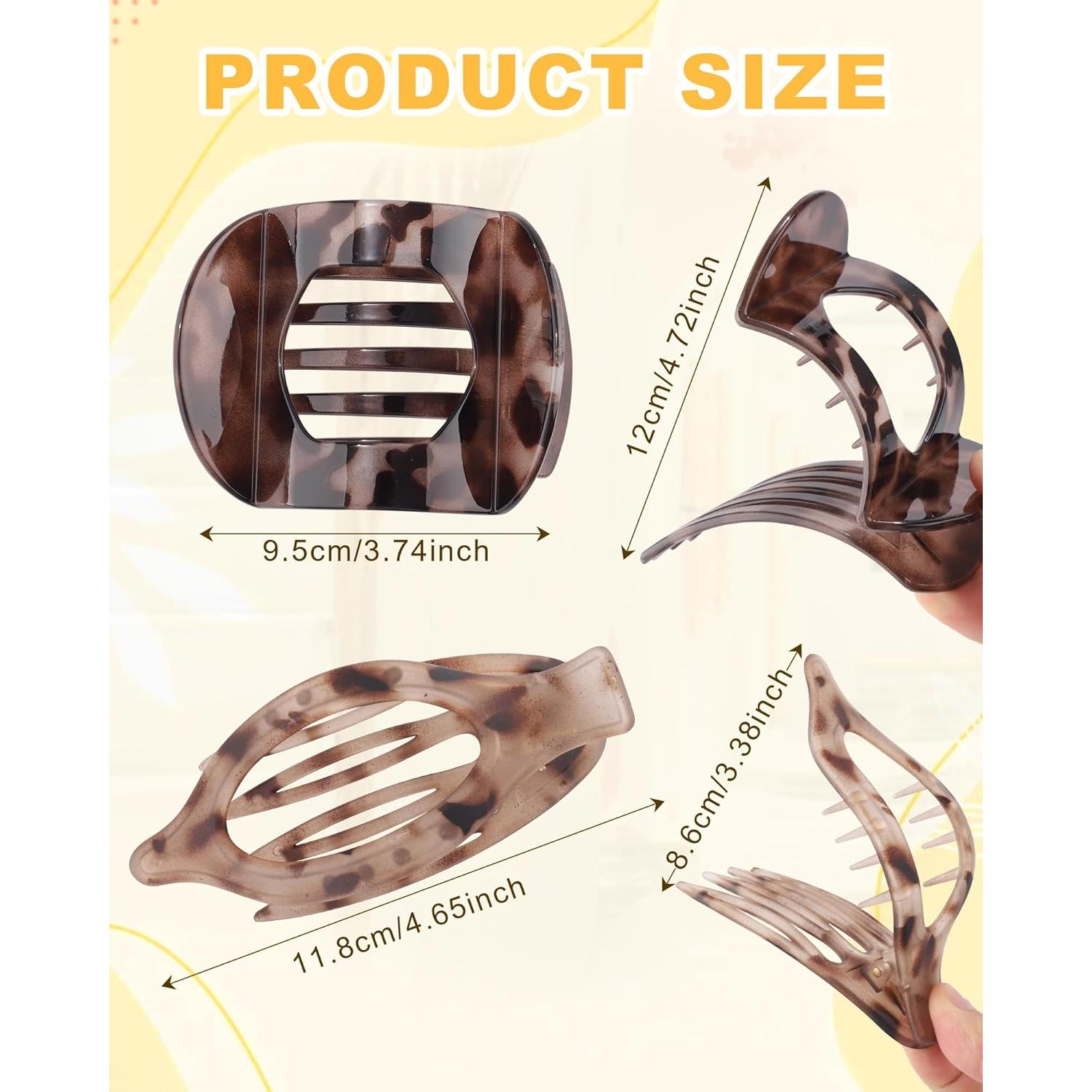 6 Clips de Pelo Franceses Planos Leopardo - Fuerte Sujeción