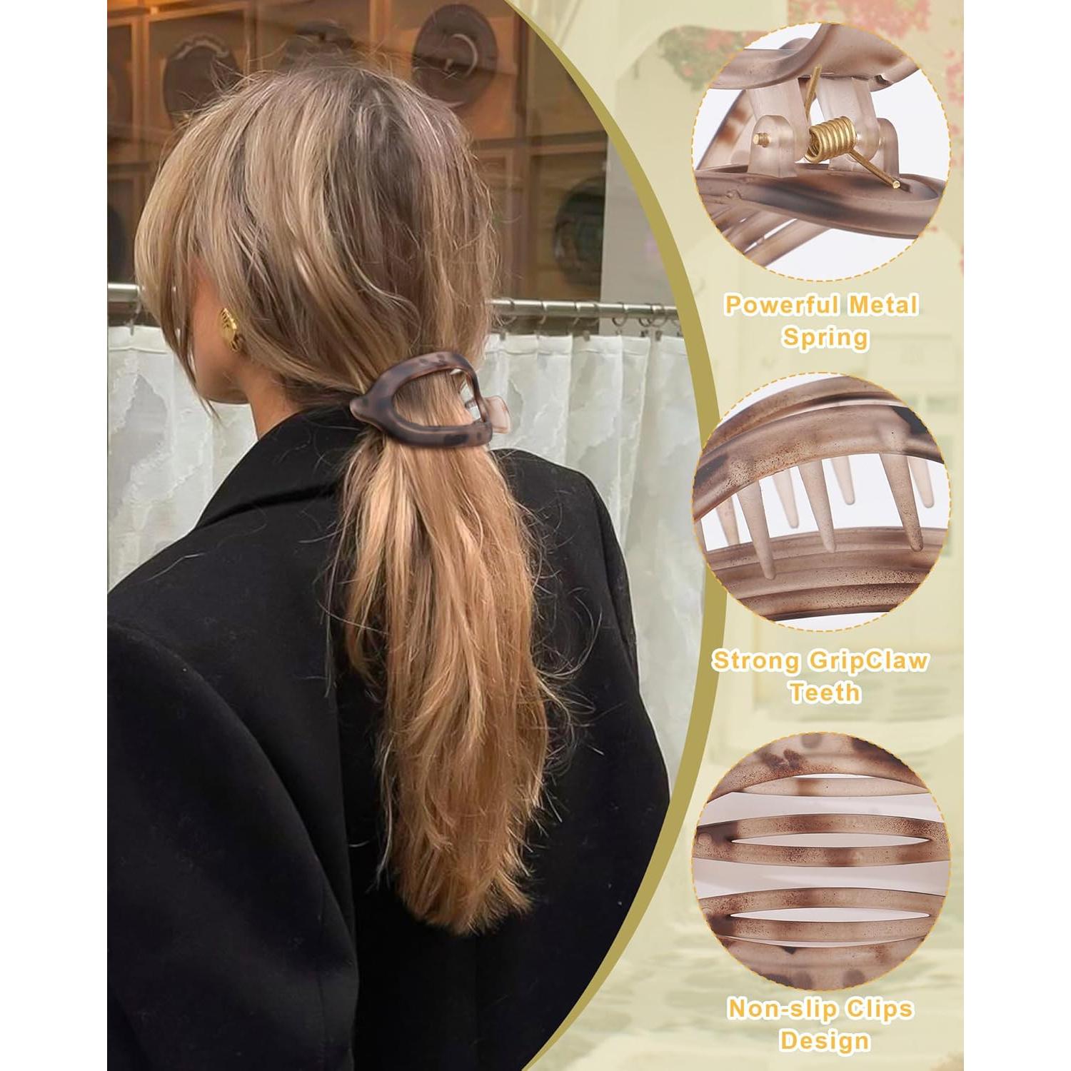 6 Clips de Pelo Franceses Planos Leopardo - Fuerte Sujeción