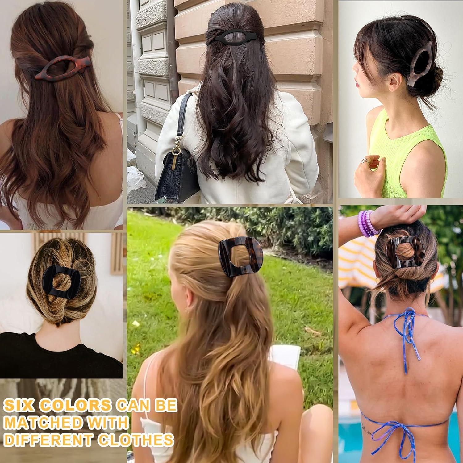 6 Clips de Pelo Franceses Planos Leopardo - Fuerte Sujeción