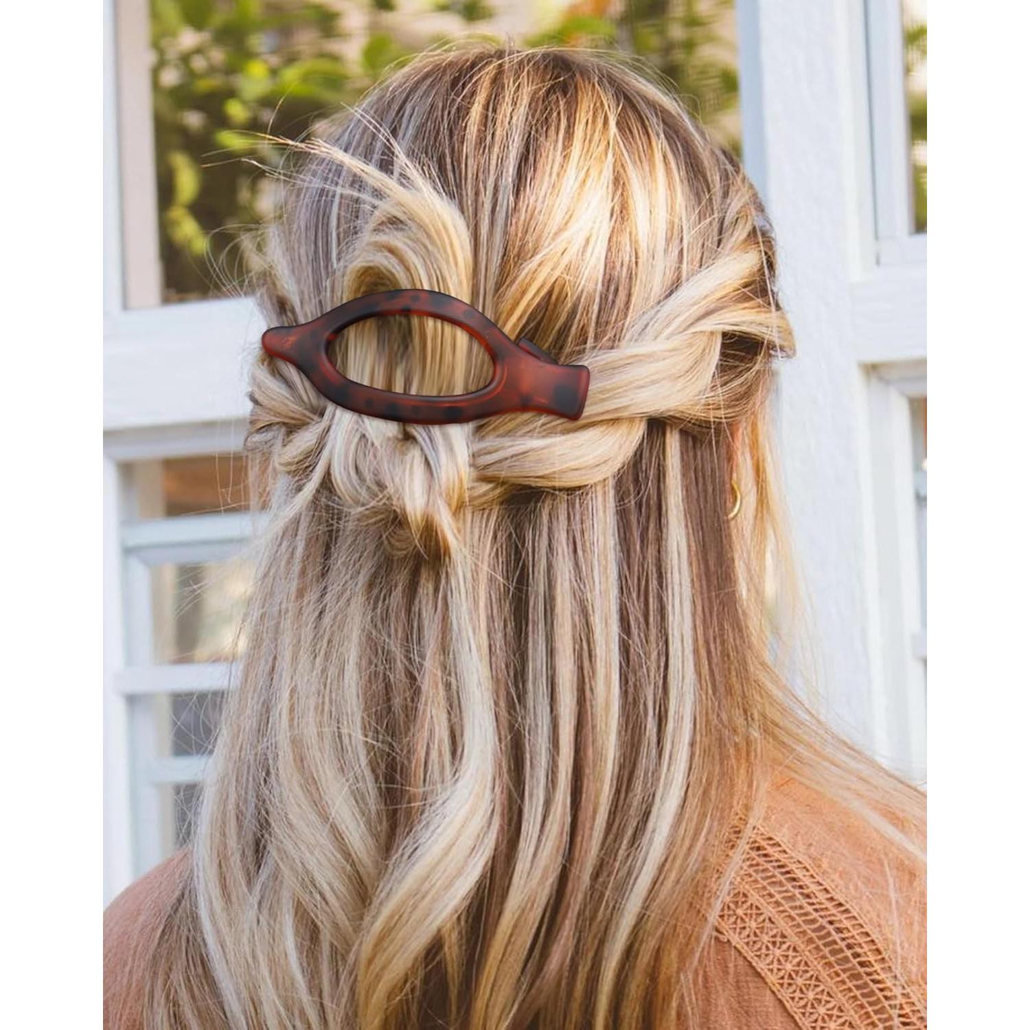 6 Clips de Pelo Franceses Planos Leopardo - Fuerte Sujeción